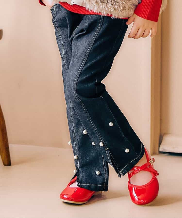 日本童裝 apres les cours 珍珠水鑽喇叭褲 90-140cm 女童款 秋季 PANTS