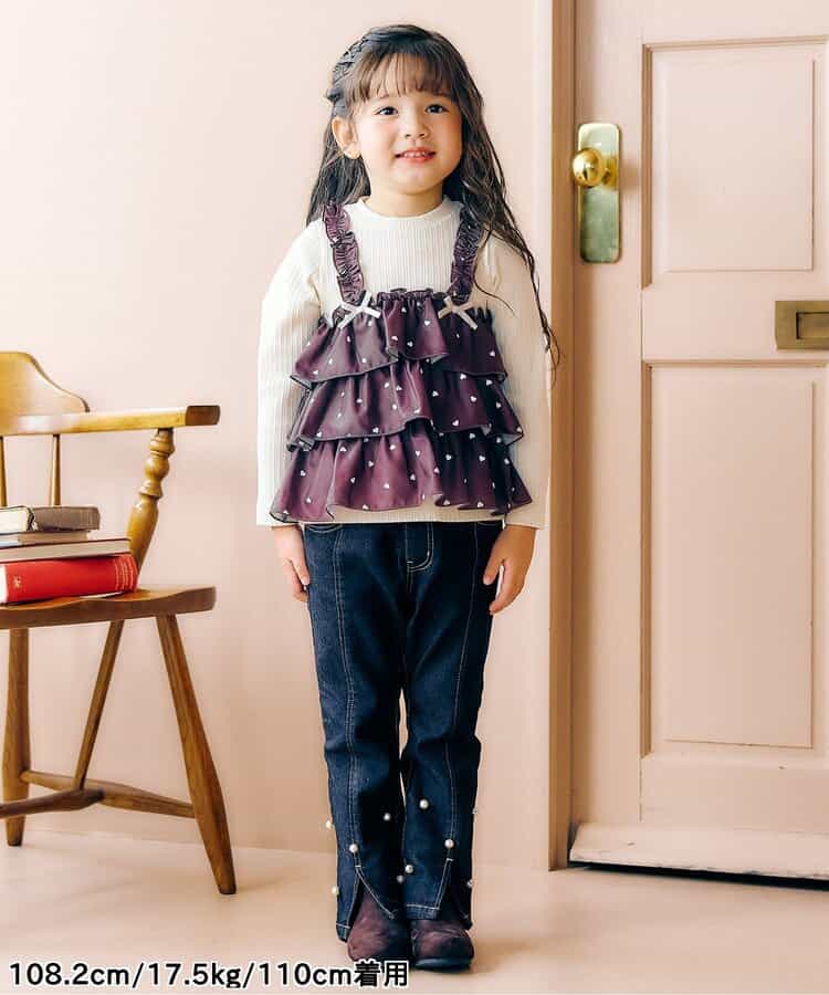 日本童裝 apres les cours 珍珠水鑽喇叭褲 90-140cm 女童款 秋季 PANTS