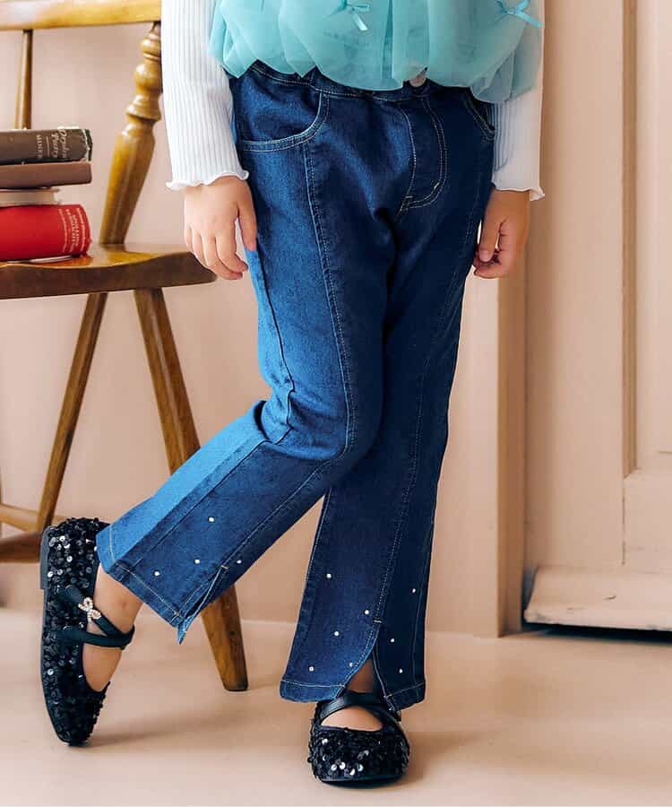 日本童裝 apres les cours 珍珠水鑽喇叭褲 90-140cm 女童款 秋季 PANTS