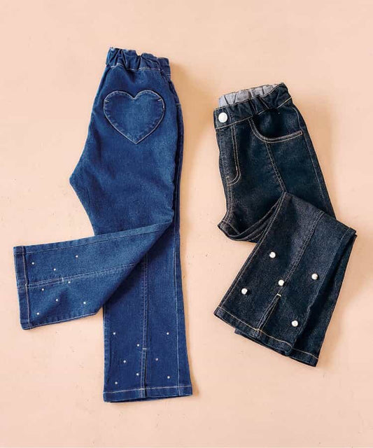 日本童裝 apres les cours 珍珠水鑽喇叭褲 90-140cm 女童款 秋季 PANTS