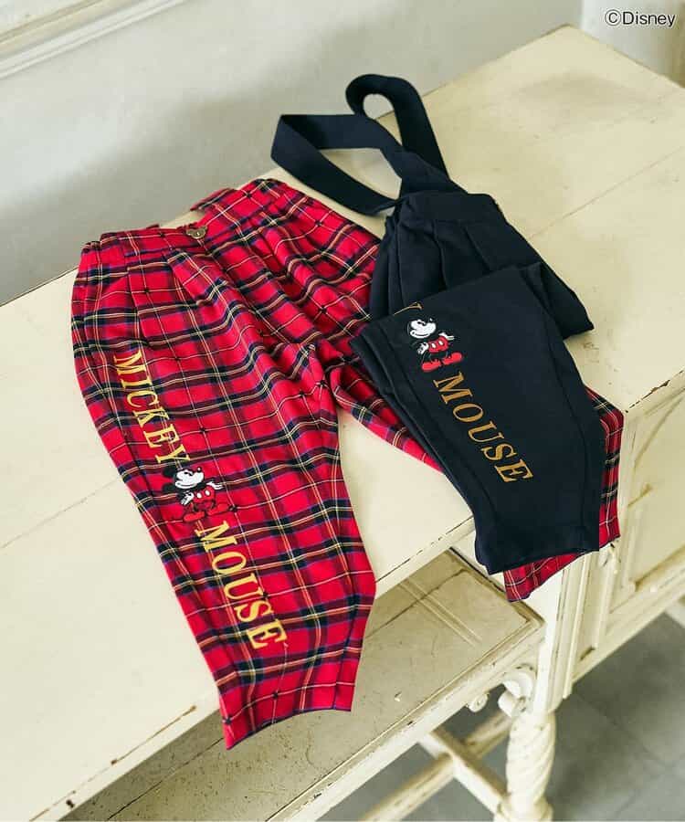 日本童裝 apres les cours x Disney 可拆吊帶長褲 90-130cm 男童款/女童款 秋季 PANTS 聖誕紅/新年紅