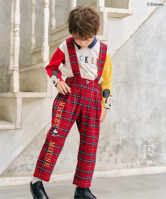日本童裝 apres les cours x Disney 可拆吊帶長褲 90-130cm 男童款/女童款 秋季 PANTS 聖誕紅/新年紅