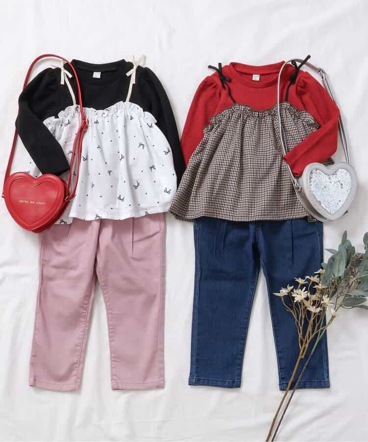 日本童裝 apres les cours 心型休閒長褲 80-140cm 女童款 秋季 PANTS