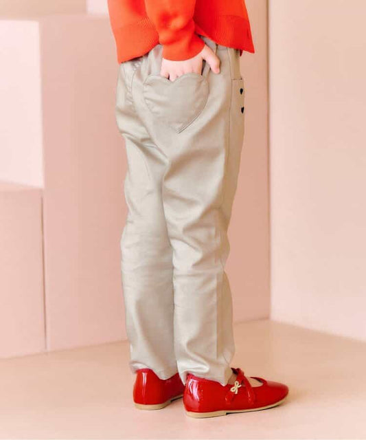 日本童裝 apres les cours 心型刺繡修身長褲 80-140cm 女童款 秋季 PANTS