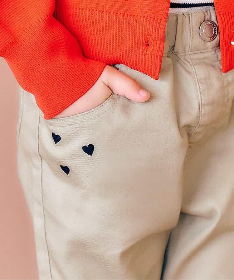 日本童裝 apres les cours 心型刺繡口袋長褲 80-140cm 男童款/女童款 秋季 PANTS