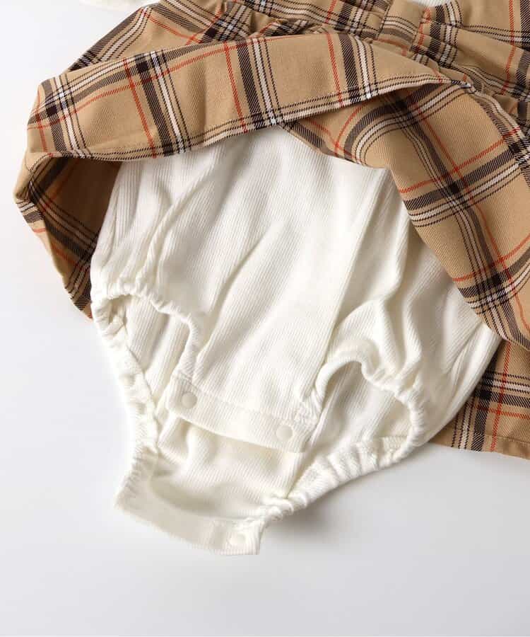 日本童裝 apres les cours 格仔假兩件連衣 70-80cm 女童款 秋季 初生嬰兒 Jumpsuit