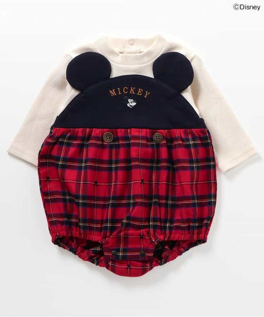 日本童裝 apres les cours x Disney 可愛格仔連衣 70-80cm 男童款/女童款 秋季 Jumpsuit 聖誕紅/新年紅