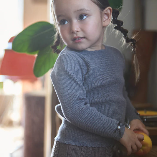 日本童裝 pe#main 羅紋針織上衣 80-130cm 女童款 冬季 TOPS 聖誕紅/新年紅