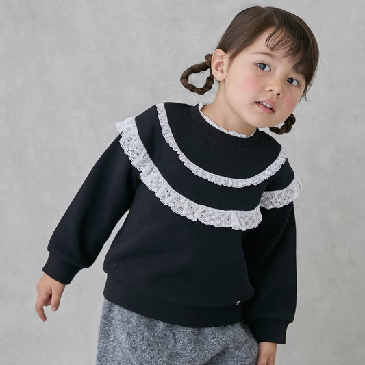 日本童裝 pe#main 蕾絲花邊衛衣 80-130cm 女童款 冬季 TOPS