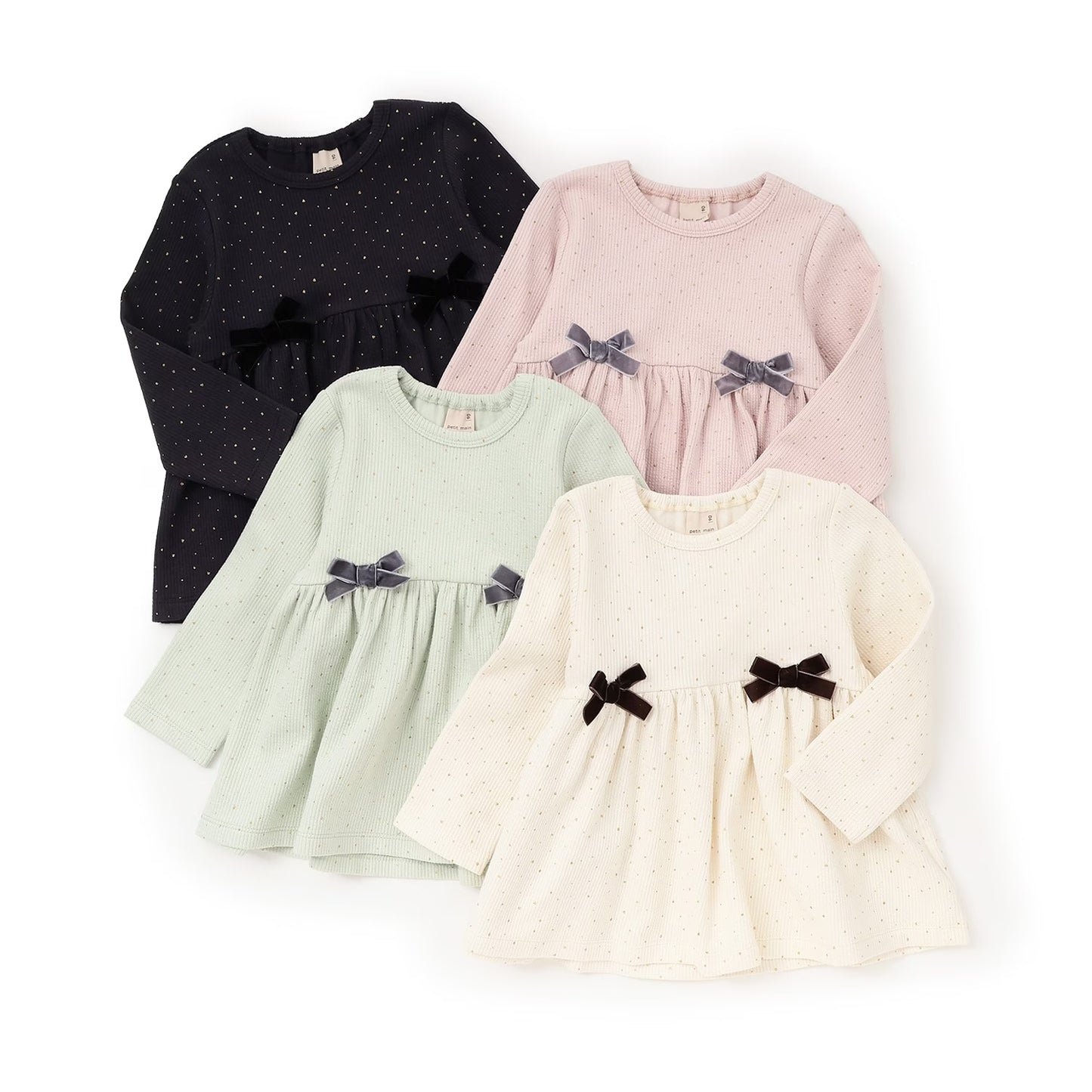 日本童裝 pe#main 抓毛蝴蝶結上衣 80-130cm 女童款 冬季 TOPS