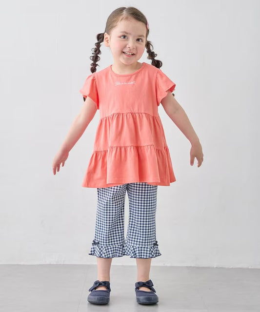 日本童裝 aF#a325 接觸冷感 小飛袖上衣 90-150cm 女童款 夏季 TOPS