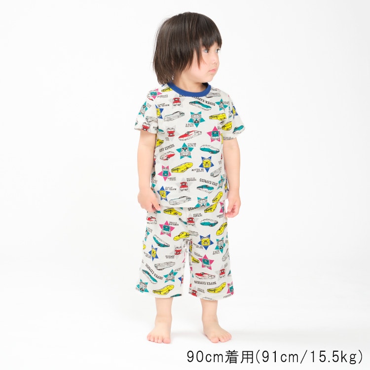 Moujonjon JR Shinkansen Pajamas (90-130cm) for Boys (Japanese Children's Clothing) Summer Pajamas (Railway Series)