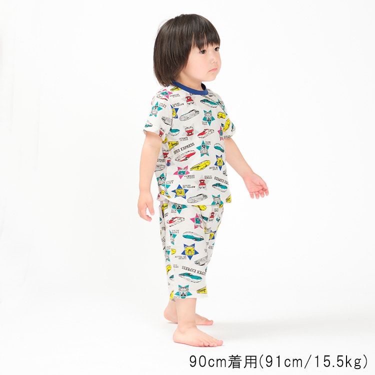 Moujonjon JR Shinkansen Pajamas (90-130cm) for Boys (Japanese Children's Clothing) Summer Pajamas (Railway Series)