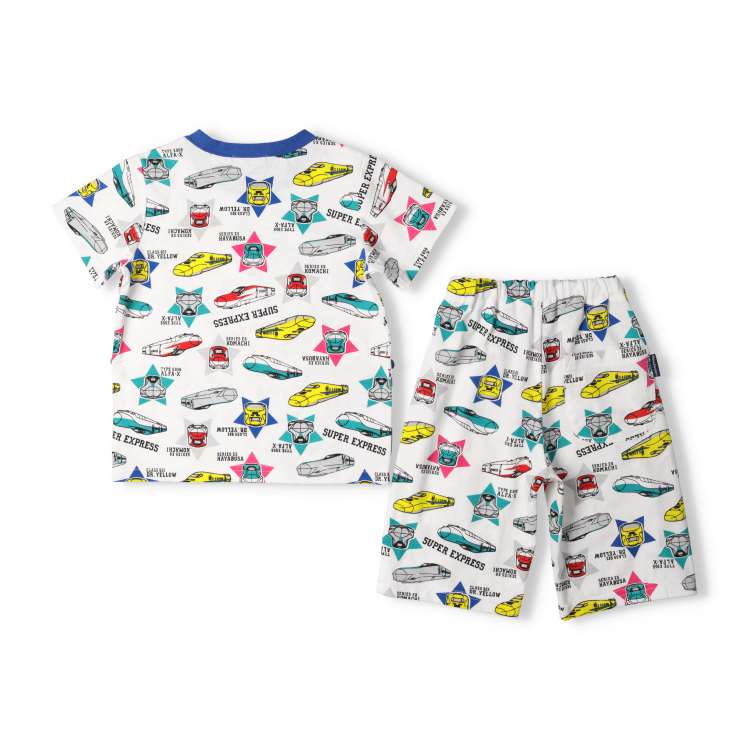 Moujonjon JR Shinkansen Pajamas (90-130cm) for Boys (Japanese Children's Clothing) Summer Pajamas (Railway Series)
