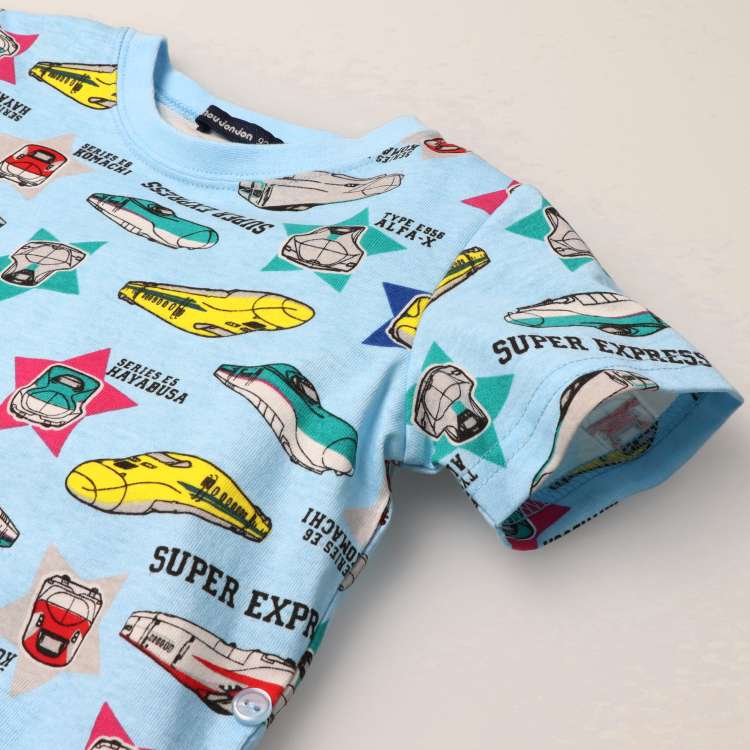 Moujonjon JR Shinkansen Pajamas (90-130cm) for Boys (Japanese Children's Clothing) Summer Pajamas (Railway Series)
