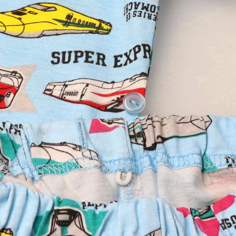 Moujonjon JR Shinkansen Pajamas (90-130cm) for Boys (Japanese Children's Clothing) Summer Pajamas (Railway Series)