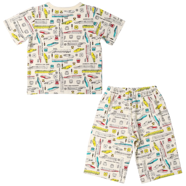 Moujonjon JR Shinkansen Pajamas (90-140cm) for Boys (Japanese Children's Clothing) Summer Pajamas (Railway Series)