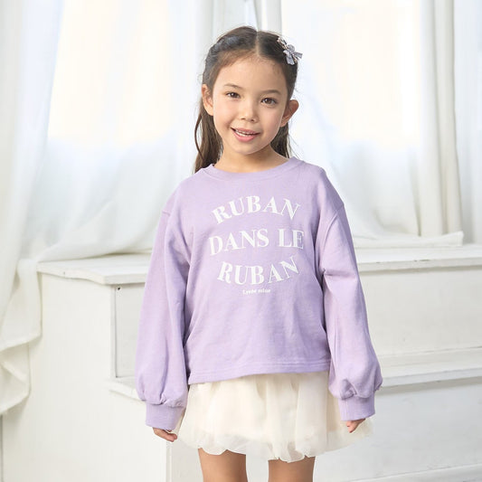 日本童裝 Ly# mine 側邊褶皺印花衛衣 100-150cm 女童款 冬季 TOPS