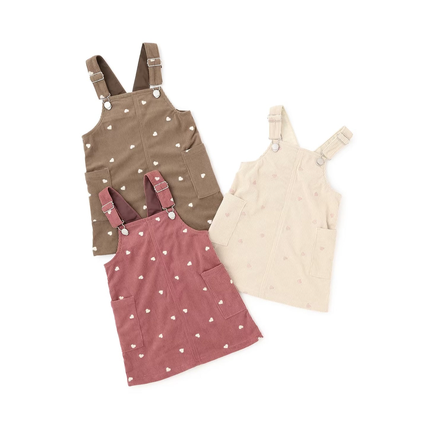 日本童裝 pe#main 心型刺繡燈芯絨背帶裙 80-130cm 女童款 冬季 DRESSES