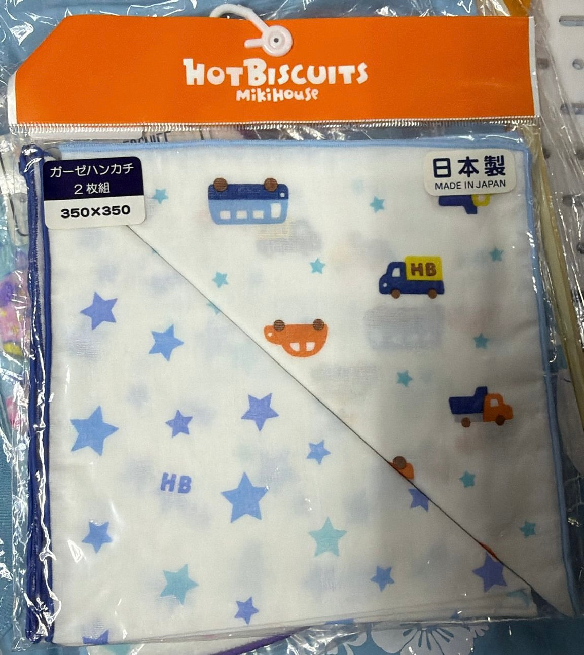 現貨區1-2日寄出--日本童裝 MikiHouse HotBiscuits 日本製 紗巾2條 35x35cm 日常用品