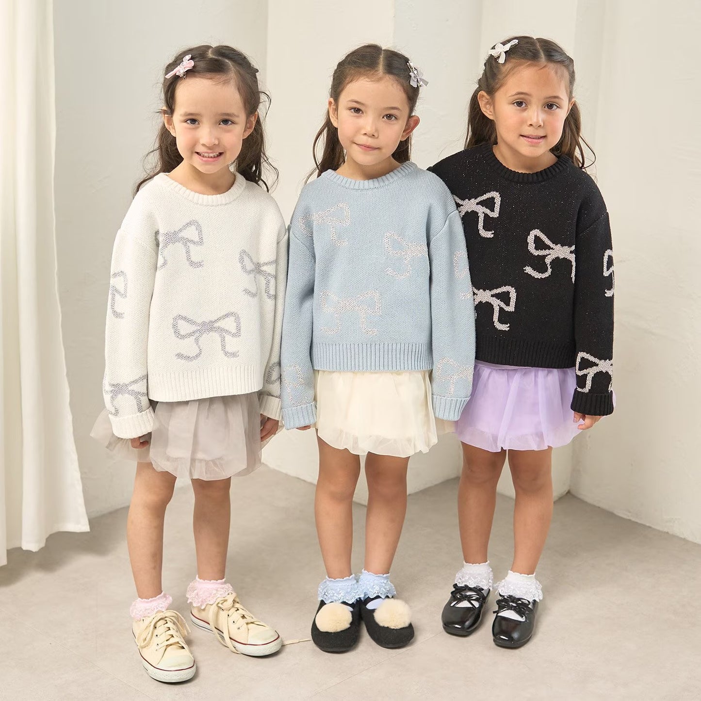 日本童裝 Ly# mine 閃閃蝴蝶結針織毛衣 110-140cm 女童款 冬季 TOPS