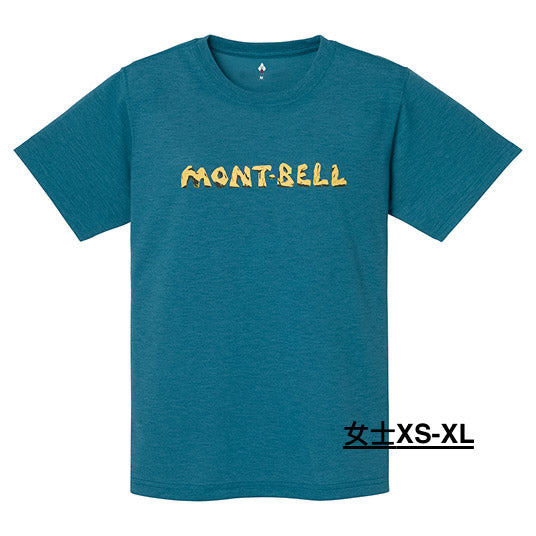 Japanese children's clothing mont-bell UV protection / breathable / moisture absorbing / quick-drying rock logo short-sleeved T-shirt 130-160cm / XS-XL boys / girls / adult summer TOPS