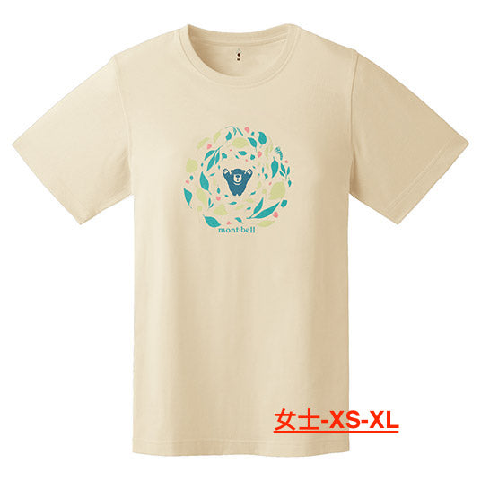Japanese children's clothing mont-bell UV protection / natural cotton / quick-drying / durable leaf dance bear top 100-160cm / XS-XL boys / girls / women's summer TOPS