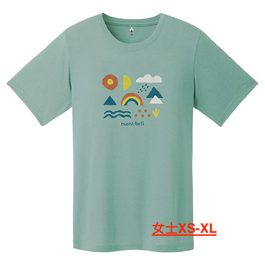Japanese children's clothing mont-bell UV protection / quick-drying / odor suppression natural weather phenomenon short-sleeved T-shirt 100-120cm / XS-L adult size - women's / boys' / girls' summer TOPS