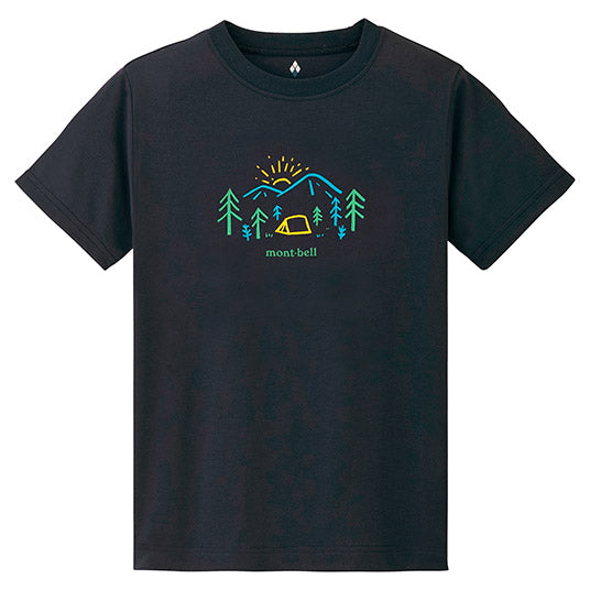 Japanese children's clothing mont-bell organic cotton / UV protection / breathable / moisture wicking parent-child wear Yamano Asa short-sleeved T-shirt 100-160cm / XS-XL boys / girls / adult summer TOPS