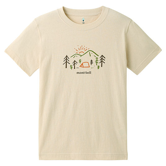 Japanese children's clothing mont-bell organic cotton / UV protection / breathable / moisture wicking parent-child wear Yamano Asa short-sleeved T-shirt 100-160cm / XS-XL boys / girls / adult summer TOPS