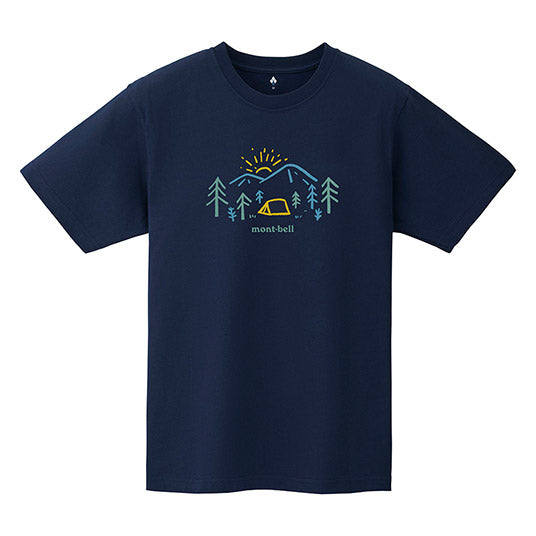 Japanese children's clothing mont-bell organic cotton / UV protection / breathable / moisture wicking parent-child wear Yamano Asa short-sleeved T-shirt 100-160cm / XS-XL boys / girls / adult summer TOPS
