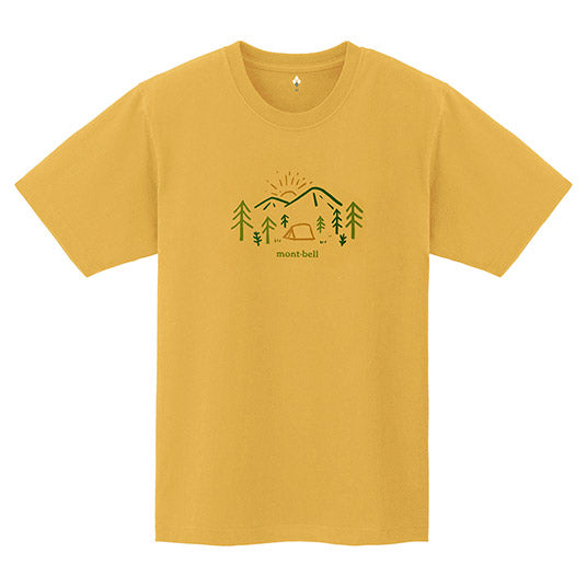 Japanese children's clothing mont-bell organic cotton / UV protection / breathable / moisture wicking parent-child wear Yamano Asa short-sleeved T-shirt 100-160cm / XS-XL boys / girls / adult summer TOPS