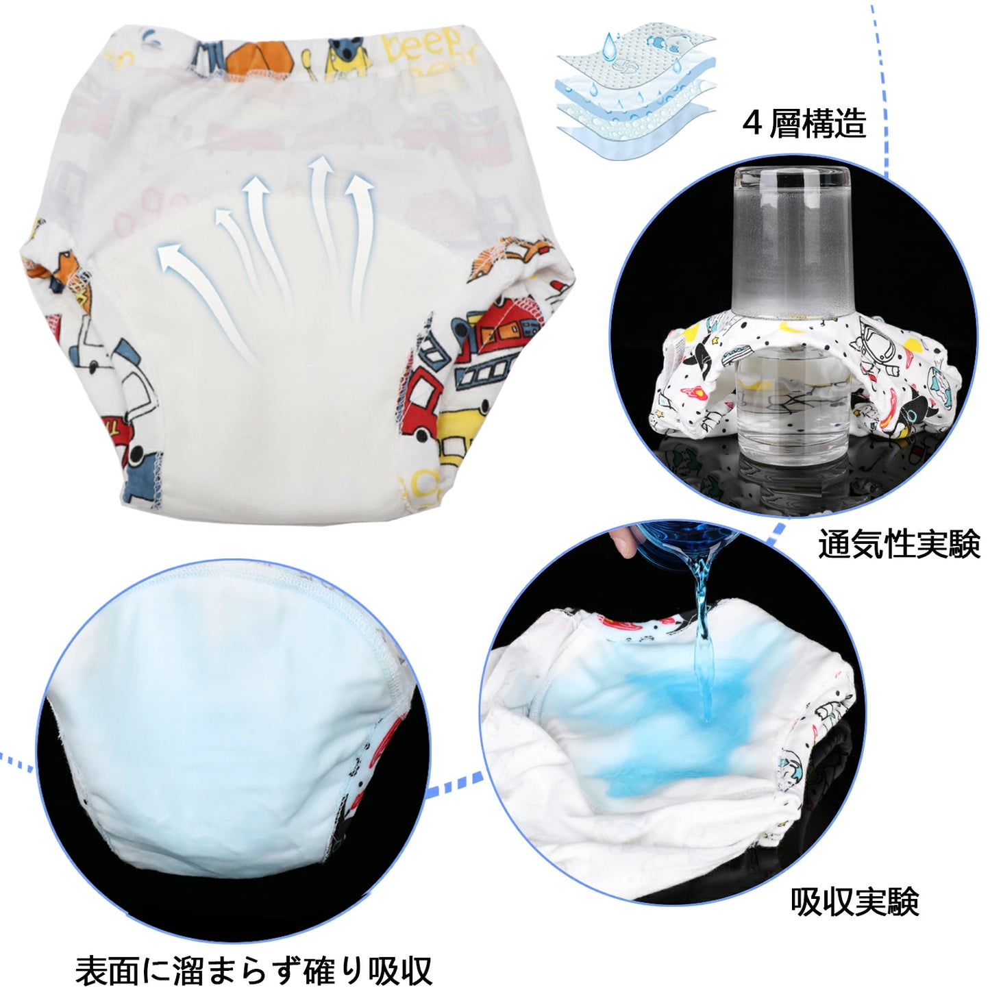 Waterproof training pants/training pants 4-layer/6-layer set of 5 90/100/110/120cm