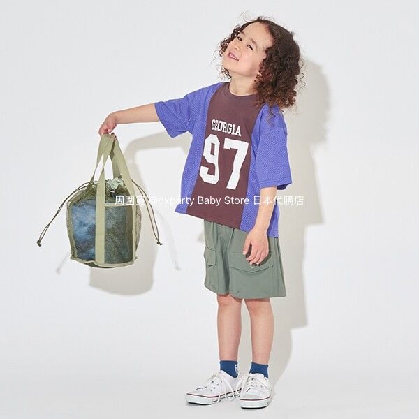Japanese children's clothing b・R# water-absorbing quick-drying touch cool color-block mesh sports top 100-150cm boys/girls summer TOPS