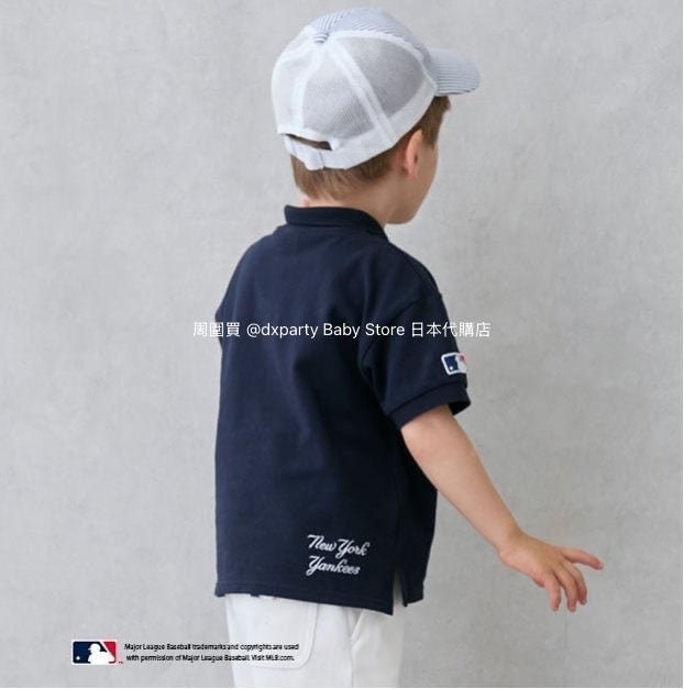 Japanese children's clothing pe#main x MLB logo embroidered polo top 80-130cm boys' summer TOPS