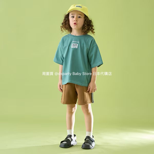 Japanese children's clothing b・R# patch logo top 100-150cm boys/girls summer TOPS