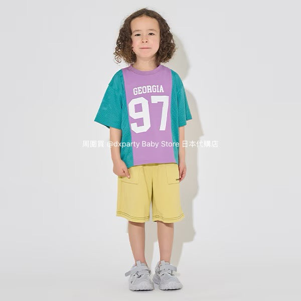 Japanese children's clothing b・R# water-absorbing quick-drying touch cool color-block mesh sports top 100-150cm boys/girls summer TOPS