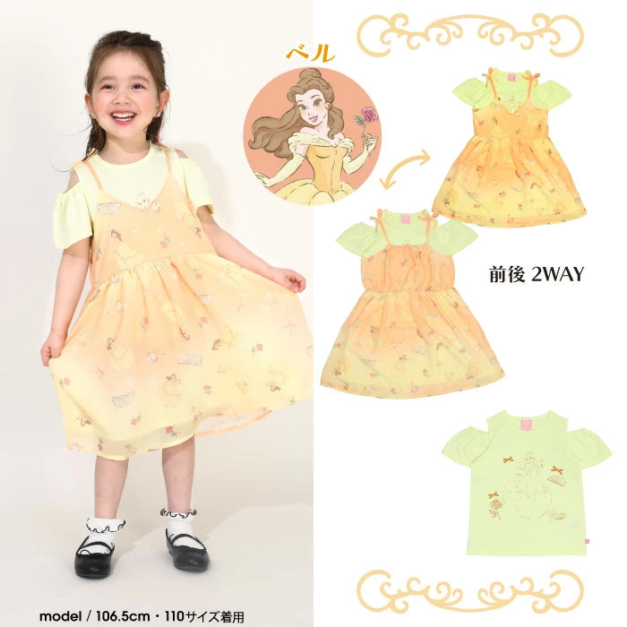 Japanese BDL x Disney Princess T-shirt and suspender skirt two-piece set 90-130cm Girls Spring/Summer TOPS DRESSES