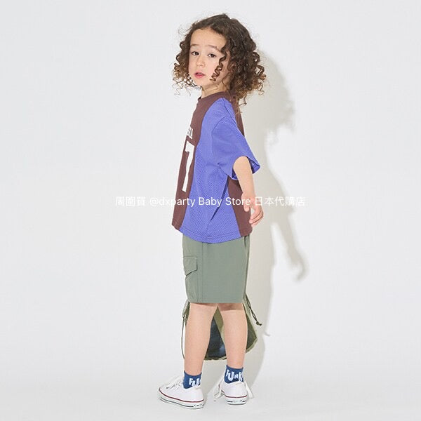 Japanese children's clothing b・R# water-absorbing quick-drying touch cool color-block mesh sports top 100-150cm boys/girls summer TOPS