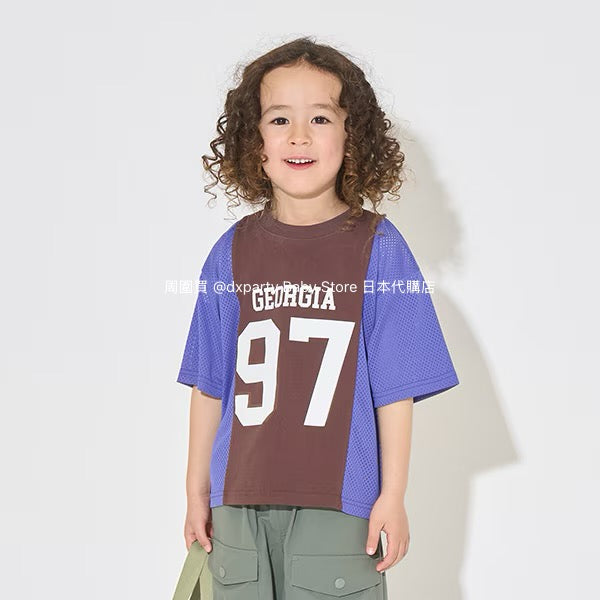 Japanese children's clothing b・R# water-absorbing quick-drying touch cool color-block mesh sports top 100-150cm boys/girls summer TOPS