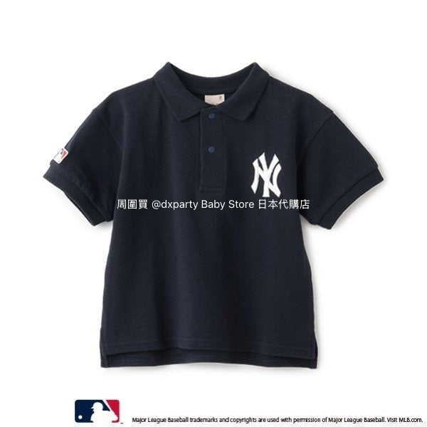 Japanese children's clothing pe#main x MLB logo embroidered polo top 80-130cm boys' summer TOPS