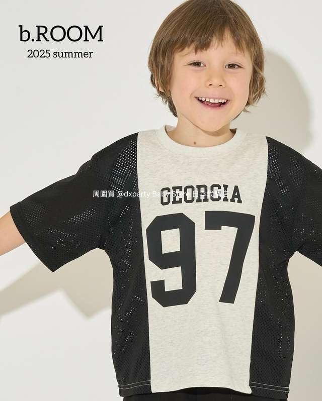 Japanese children's clothing b・R# water-absorbing quick-drying touch cool color-block mesh sports top 100-150cm boys/girls summer TOPS
