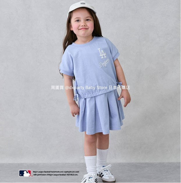 Japanese pe#main x MLB two-piece set (80-130cm) for girls (Summer TOPS SKIRTS)