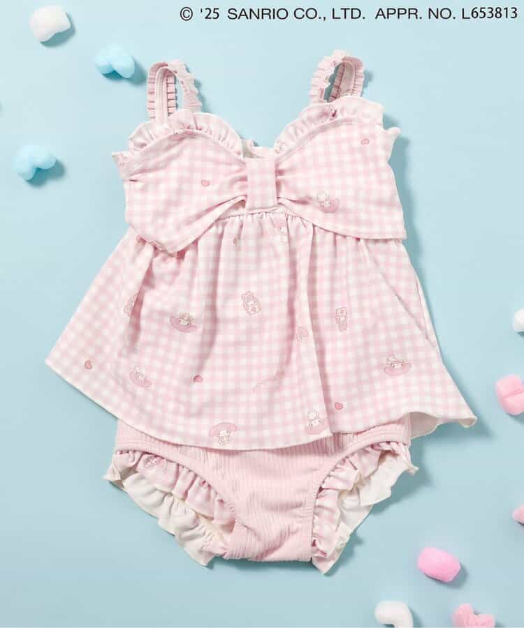 Ampersand x Sanrio UV-Proof Two-Piece Swimsuit Set (90-140cm) - Girls' Summer Swimsuit Special (Direct from Japan)