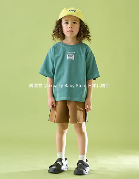 Japanese children's clothing b・R# patch logo top 100-150cm boys/girls summer TOPS