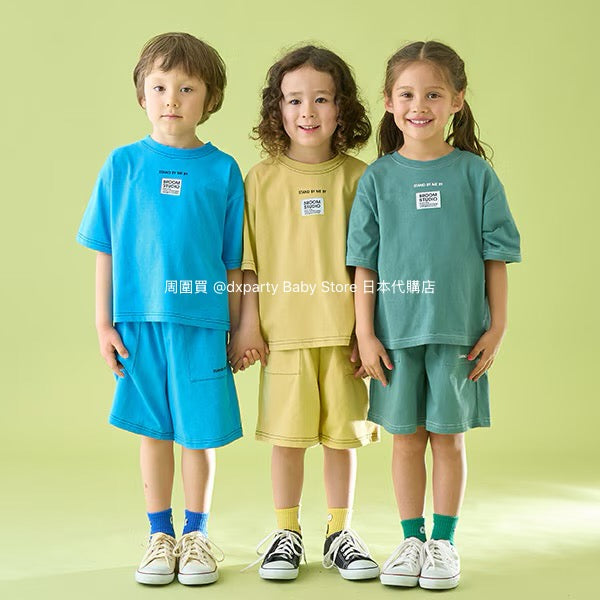Japanese children's clothing b・R# patch logo top 100-150cm boys/girls summer TOPS
