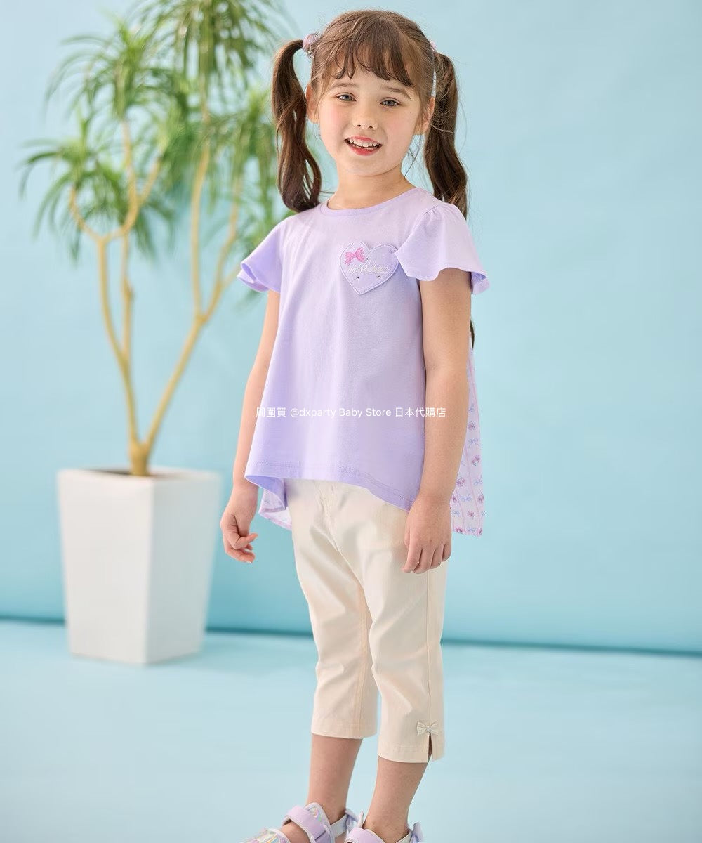 Japanese children's clothing aF#a325 spliced elegant top 90-160cm girls summer TOPS