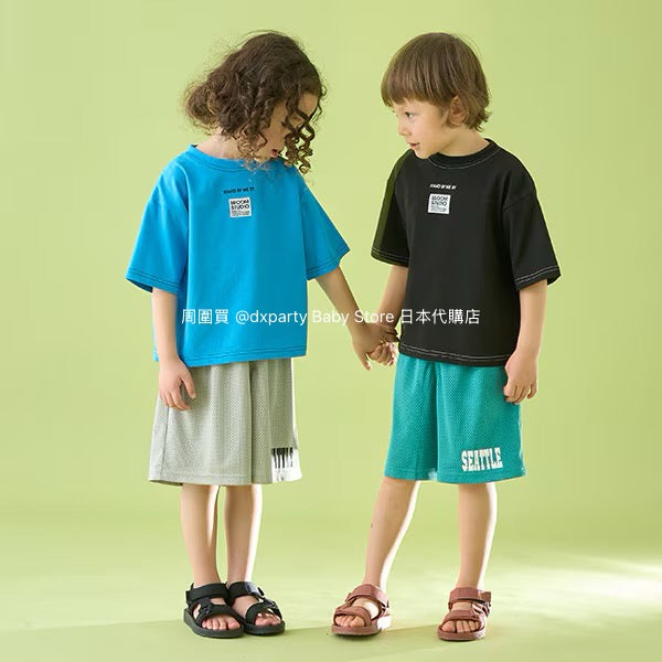 Japanese children's clothing b・R# patch logo top 100-150cm boys/girls summer TOPS