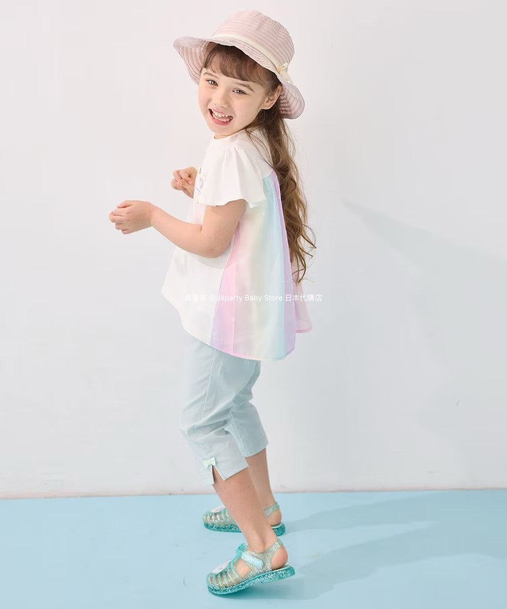 Japanese children's clothing aF#a325 spliced elegant top 90-160cm girls summer TOPS