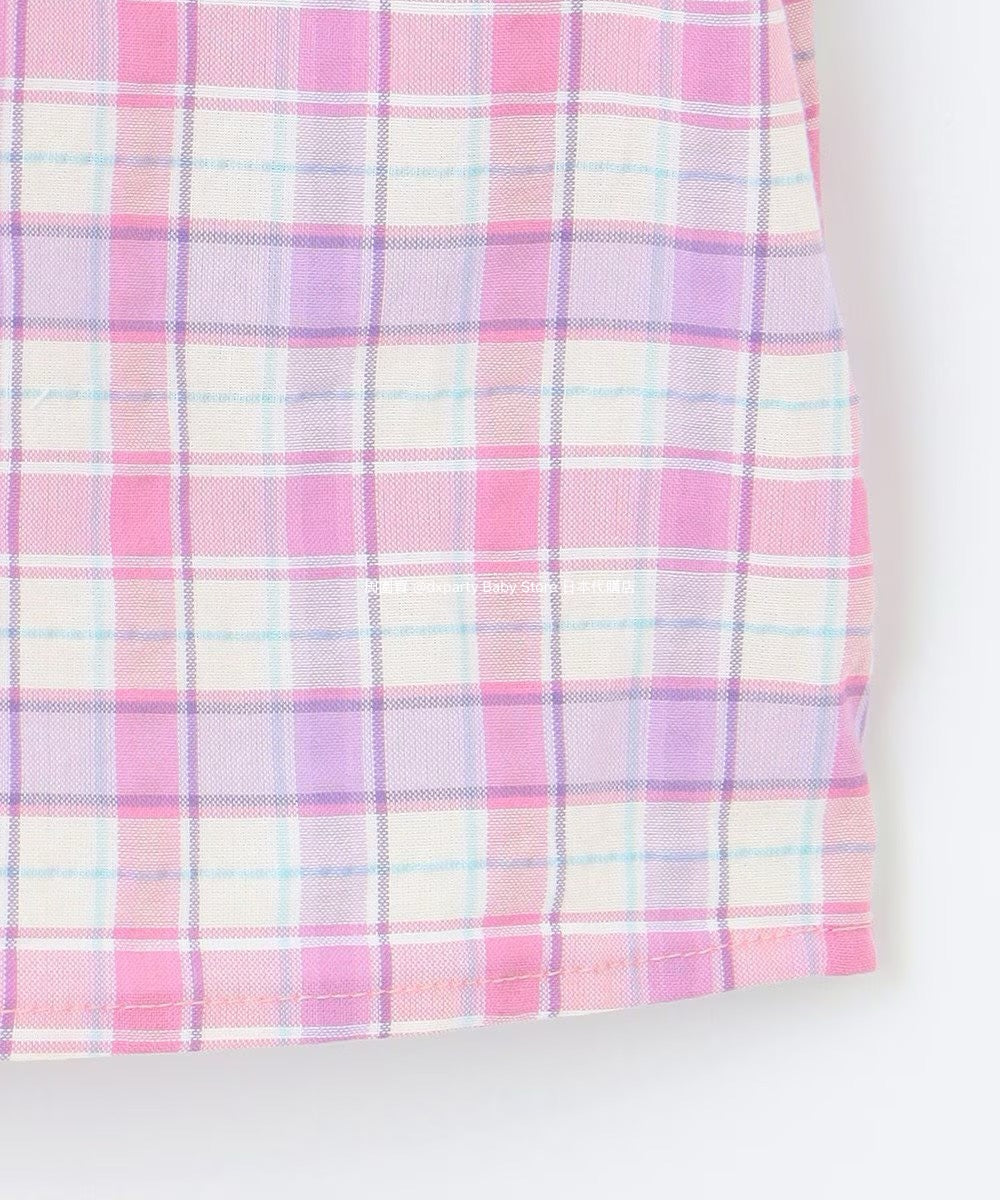Japanese children's clothing aF#a325 plaid off-the-shoulder top 110-160cm girls summer TOPS
